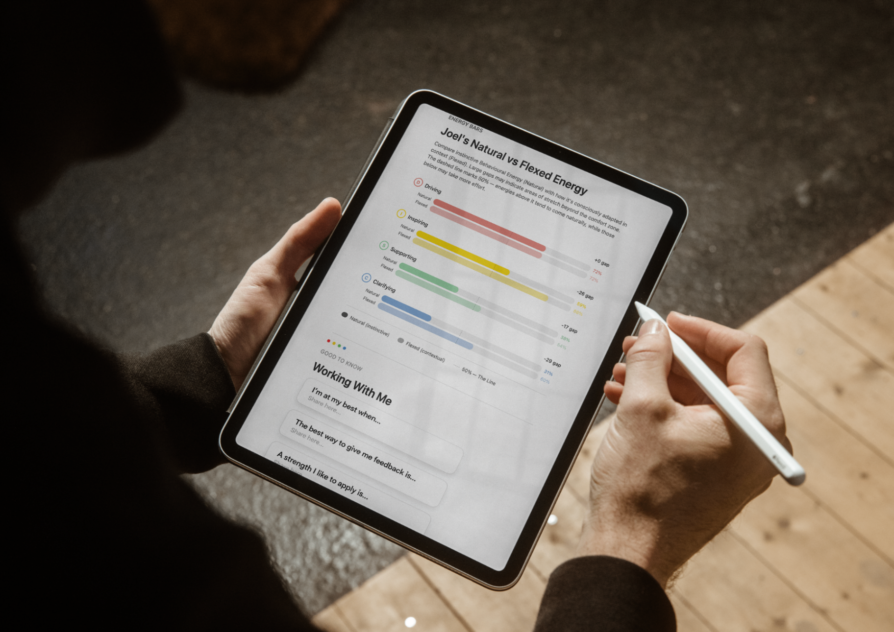 You Me We behavioural profiler on iPad